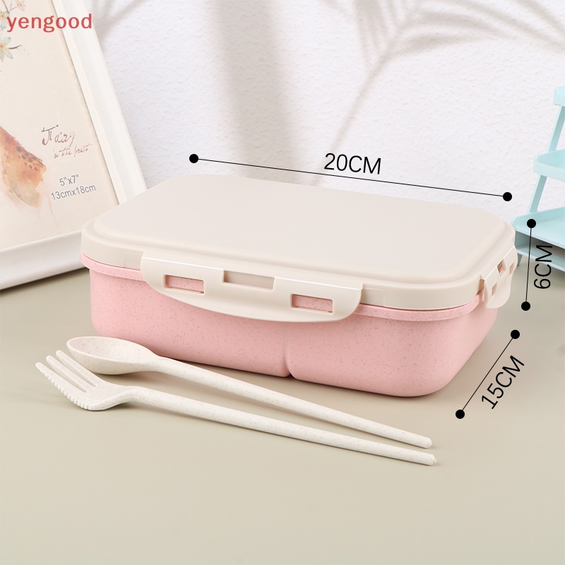 Hộp cơm + Muỗng + Nĩa Bằng Rơm Lúa Mì Dùng Được Trong Lò Vi Sóng / Trường Học / Văn Phòng