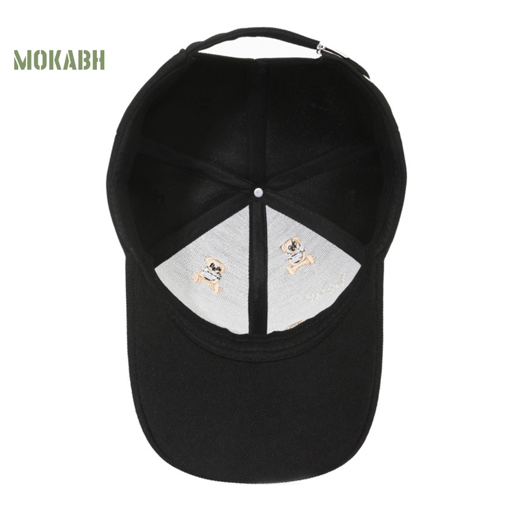 [Mok Abh] Mũ Lưỡi Trai Thêu Hình Chú Gấu Hoạt Hình Vành Dài Thoải Mái Chống Nắng Kiểu Đường Phố Hàn Quốc Cho Nam Và Nữ