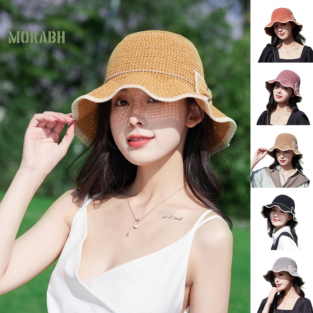 [Mok Abh] Mũ Vành Tròn Thoáng Khí Chống Nắng Có Thể Gấp Gọn Được Làm Thủ Công Cho Nữ