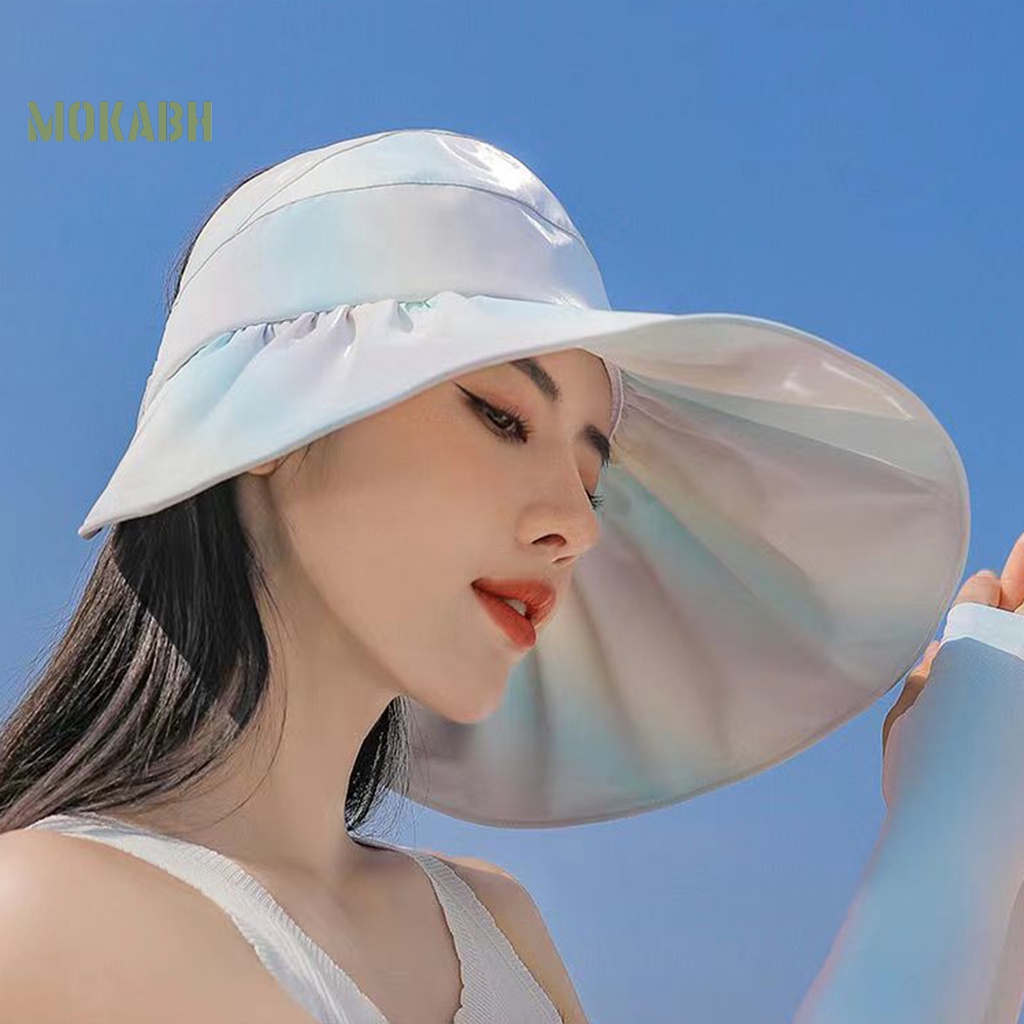Nón Rộng Vành Thoáng Khí Chống Tia UV Màu Sắc Cầu Vồng Thời Trang Đi Biển Mùa Hè Cho Nữ