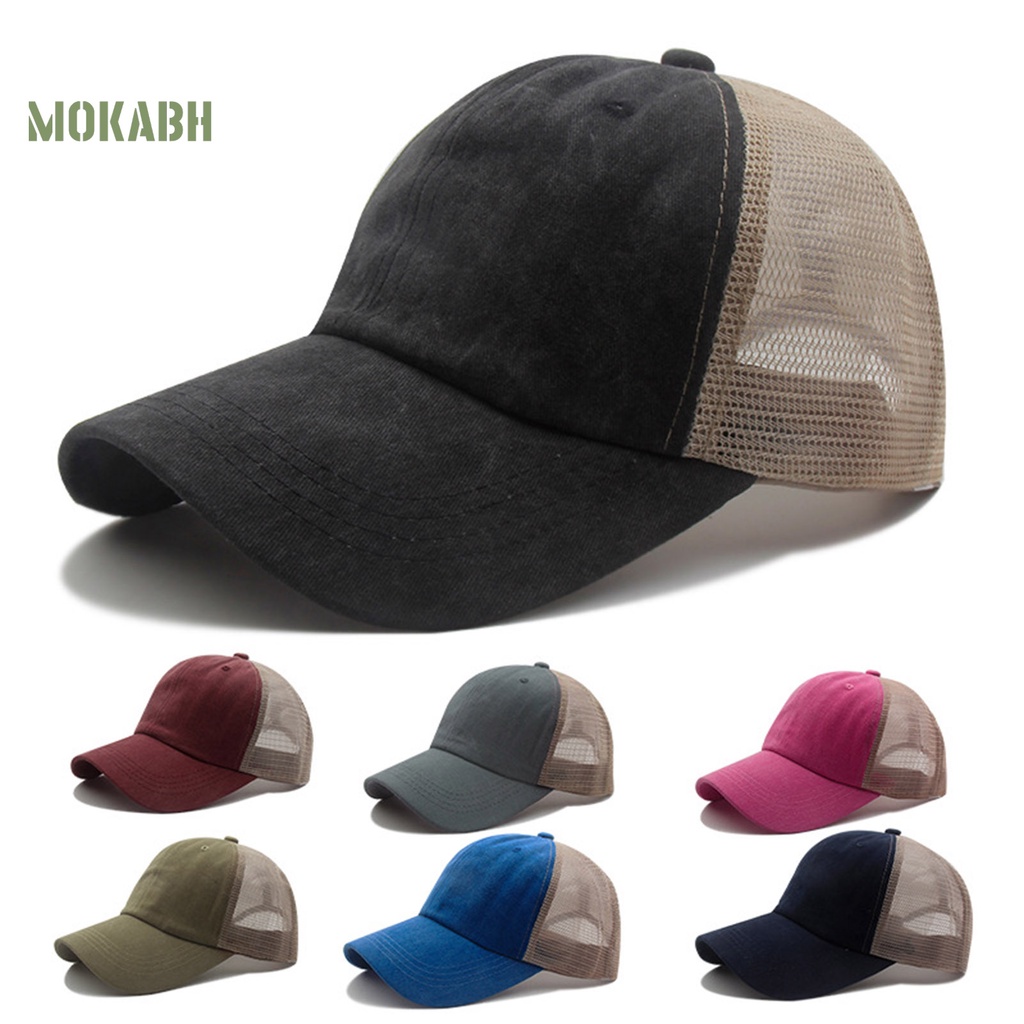 Mũ Lưỡi Trai Unisex Phối Lưới Chống Nắng Màu Sắc Trơn Có Thể Điều Chỉnh Kích Thước