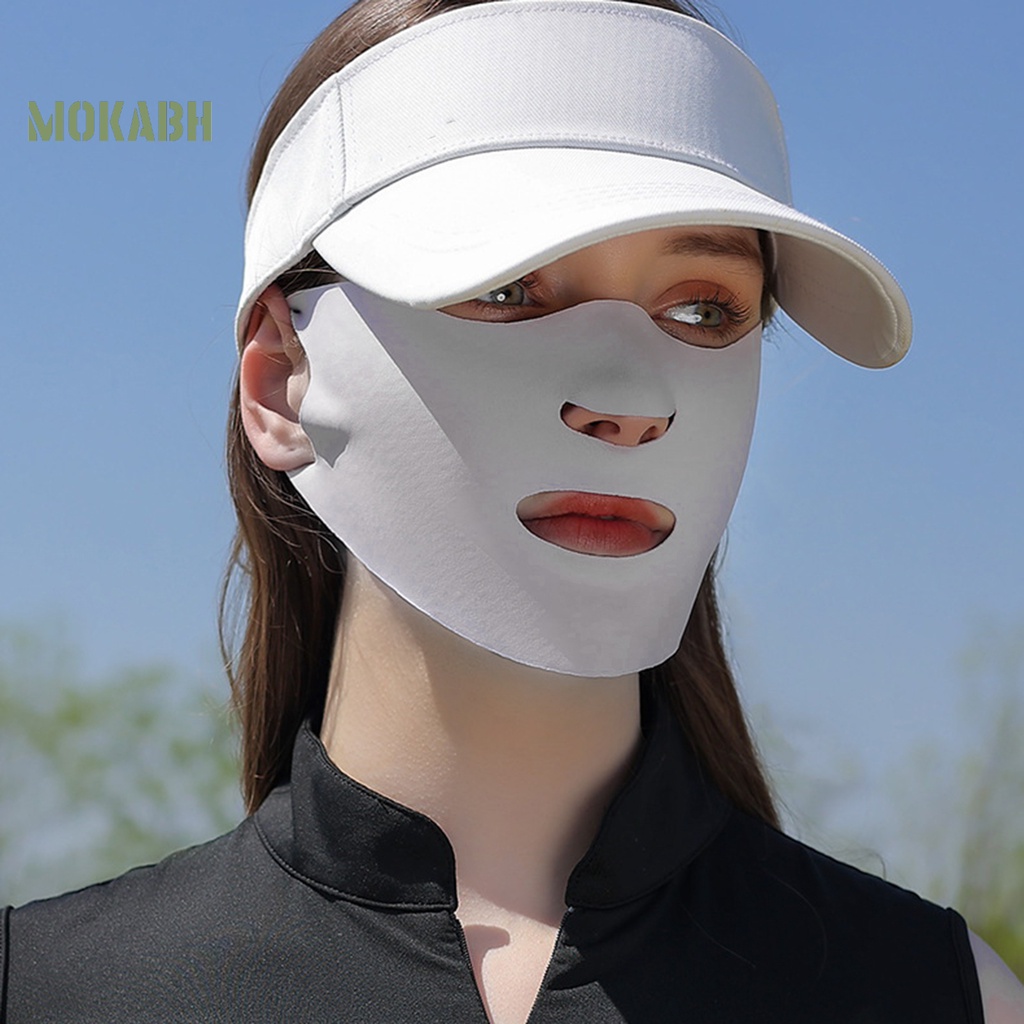 [Mok Abh] Mặt Nạ Bảo Vệ Khuôn Mặt Bằng Lụa Băng Mỏng Hai Lớp Màu Trơn Dành Cho Bạn Nữ