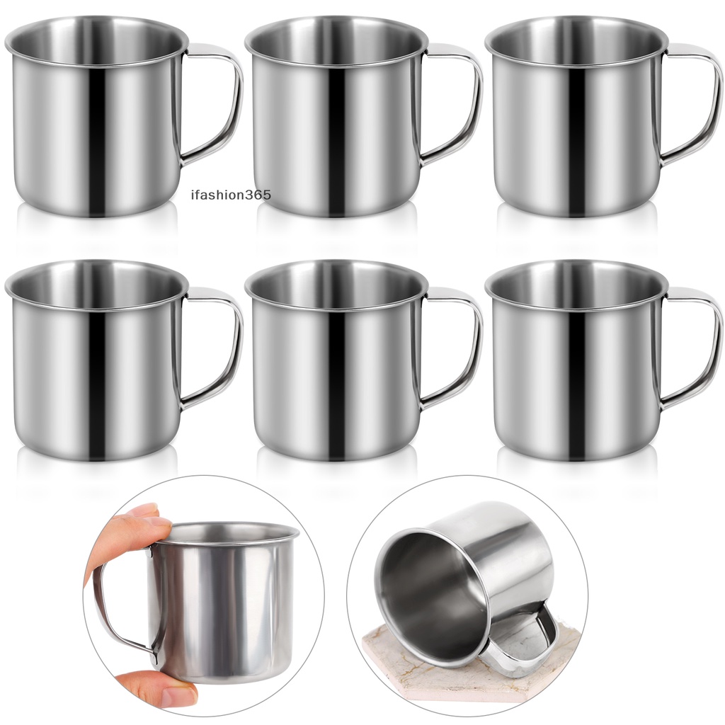 Set 6 Cốc Cà Phê Bằng Thép Không Gỉ Có Tay Cầm 5.07oz / 150ml