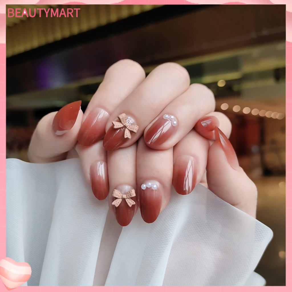 1 Bộ Móng Tay Giả Siêu Mỏng Không Phai Màu Trang Trí Hiệu Ứng Dạng Nhấn Bằng Nhựa Sáng Bóng