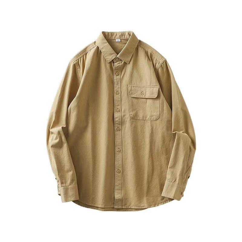 Áo Sơ Mi Cotton Dài Tay Phối Túi Thời Trang Xuân Thu Cho Nam