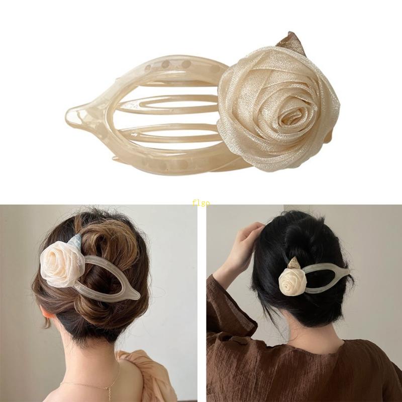 Kẹp Tóc Càng Cua Hình Hoa / Cá Mập Phối Lưới Phong Cách Pháp Cổ Điển Thời Trang Cho Nữ