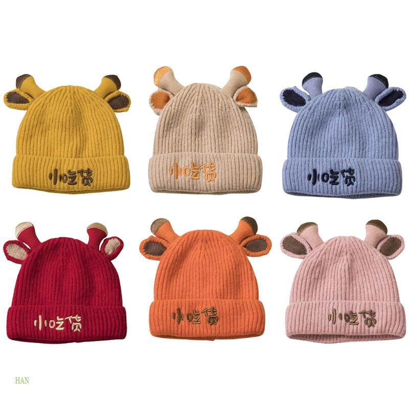 Mũ beanie Dệt Kim Hình Sừng Bò Ngọt Ngào Thời Trang Mùa Đông Cho Nữ