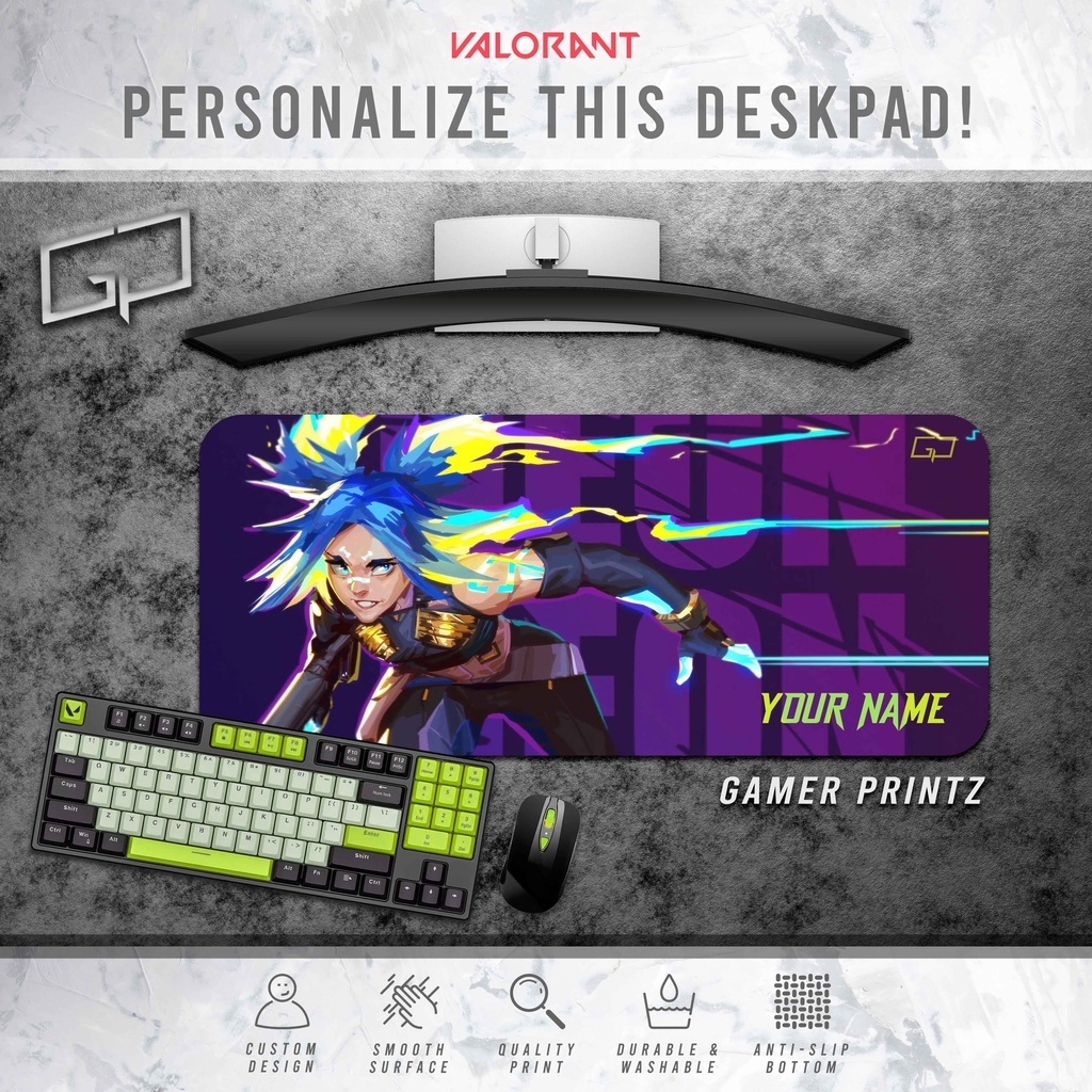 Tấm Lót Chuột / Bàn Phím Chơi Game Màu NEON In Chữ Valorant Cá Tính