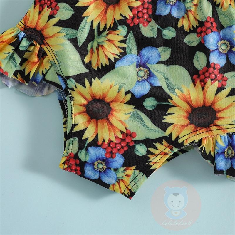 Bộ Đồ Bơi Hai Mảnh Họa Tiết Hoa Phối Bèo Thời Trang Mùa Hè Cho Bé Gái Laa