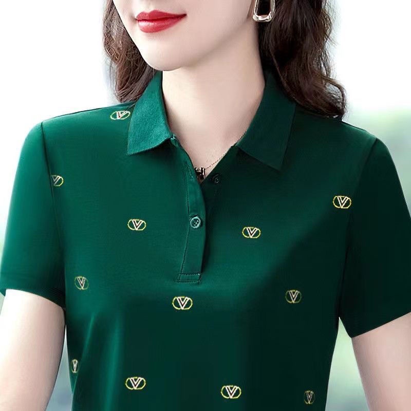 Áo Thun Ngắn Tay Thời Trang Mùa Hè Dành Cho Phụ Nữ Trung Niên