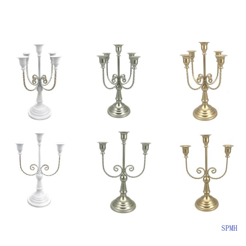 Giá Đỡ Nến 3 / 5 Cánh Tay Bằng Kim Loại Trang Trí Tiệc Cưới