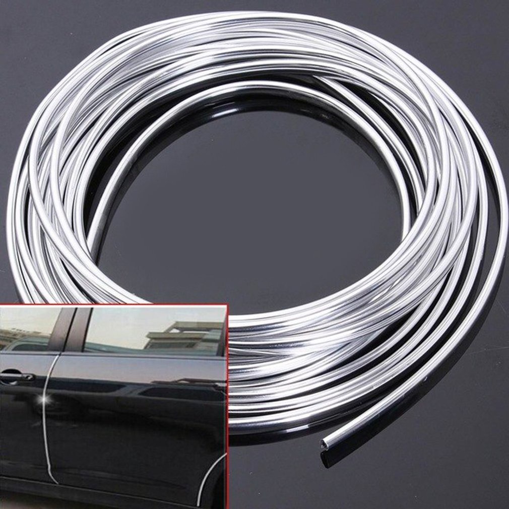 New 6M Chrome Moulding Trim Strip Car Door Edge Scratch Guard Protector Cover Roll [Q/12]