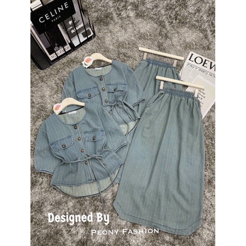 Set áo bò chân váy dài