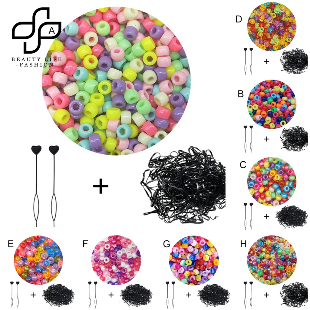 1 Bộ Hạt Xỏ Vòng Tay / Dây Thun Nhiều Màu Với Lỗ To Làm Trang Sức Nghệ Thuật