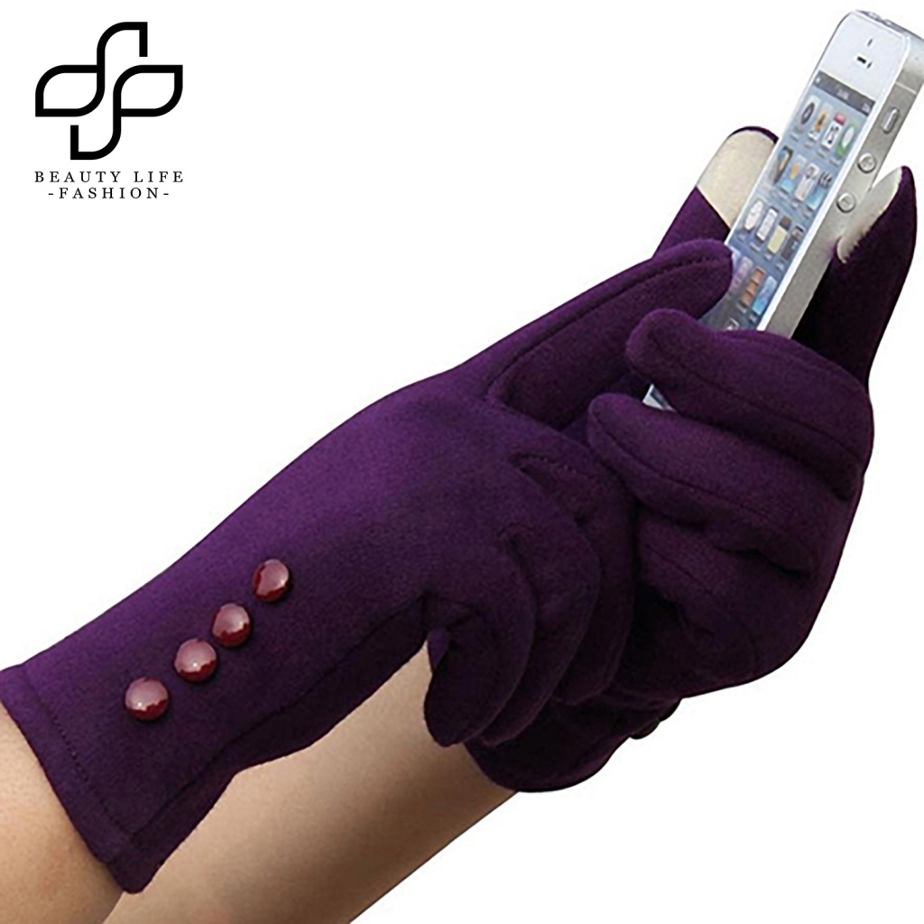 Găng Tay Mềm Mại Chống Gió Giữ Ấm Mùa Đông Có Nút Chạm Màn Hình Cảm Ứ