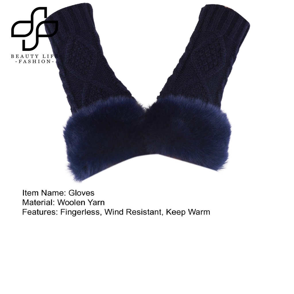 1 Đôi Găng Tay Dệt Kim Hở Ngón Màu Trơn Giữ Ấm Mùa Thu Đông Cho Nữ