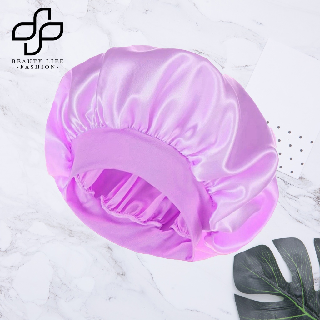 Mũ Trùm Tóc Bằng Satin Mỏng Co Giãn Không Vành Gấp Lại Được Màu Sắc Trơn Dành Cho Nam Nữ