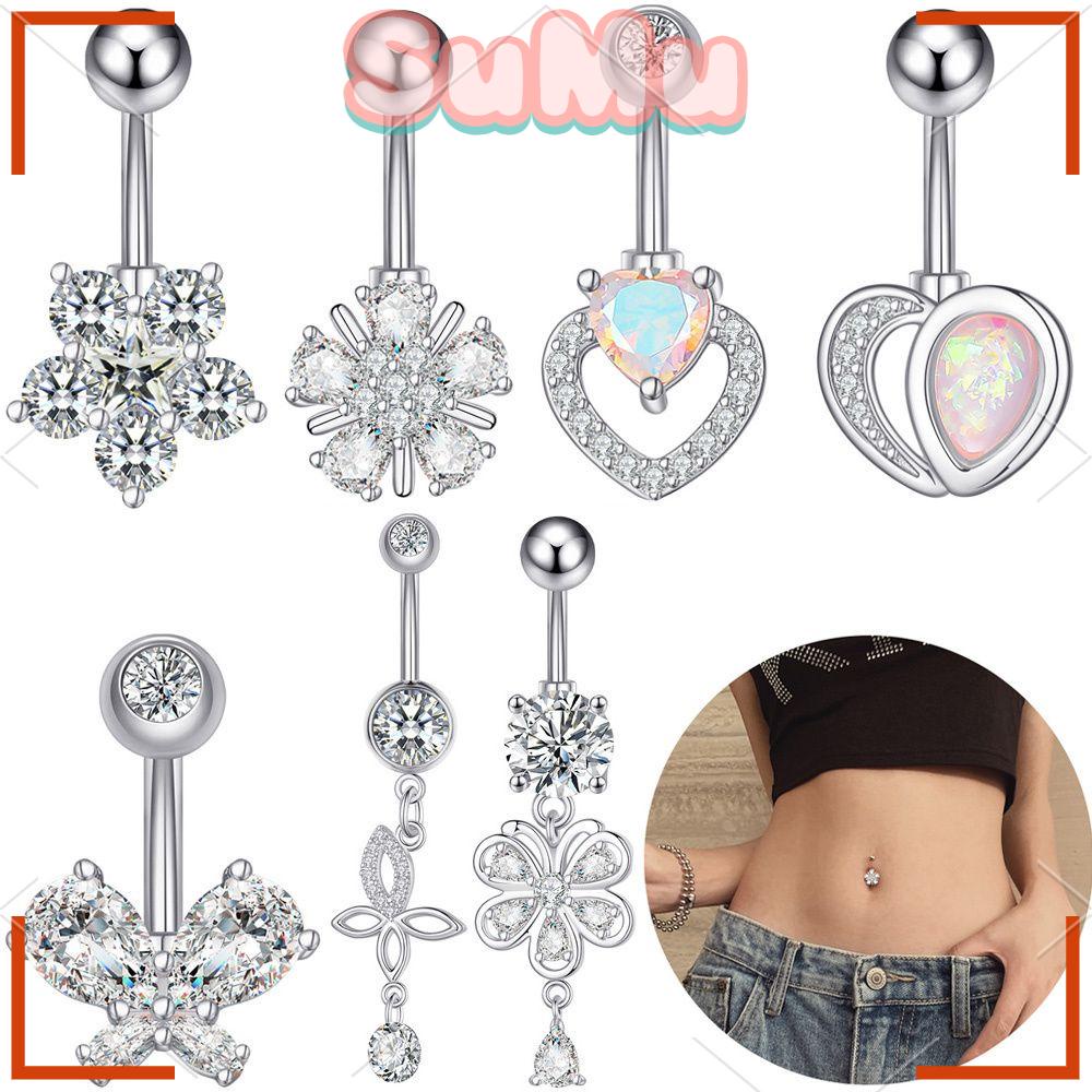 Khuyên Rốn Thép Phẫu Thuật SUMU|Khuyên Rốn Đính Đá Lấp Lánh Thời Trang