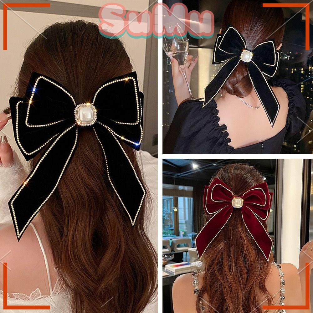 Kẹp Tóc Vải Thời Trang Dành Cho Nữ|Nơ Nhung Cài Cổ Áo Xinh Xắn