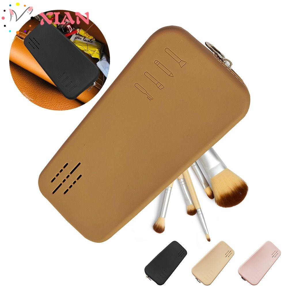 Túi Đựng Cọ Trang Điểm Bằng Silicone Hình Vuông Có Khóa Kéo