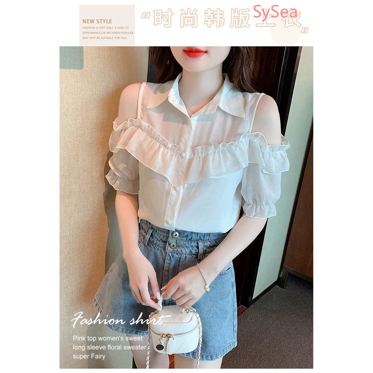 Áo Kiểu Trễ Vai Phối Ren Thời Trang Mùa Hè Cho Nữ