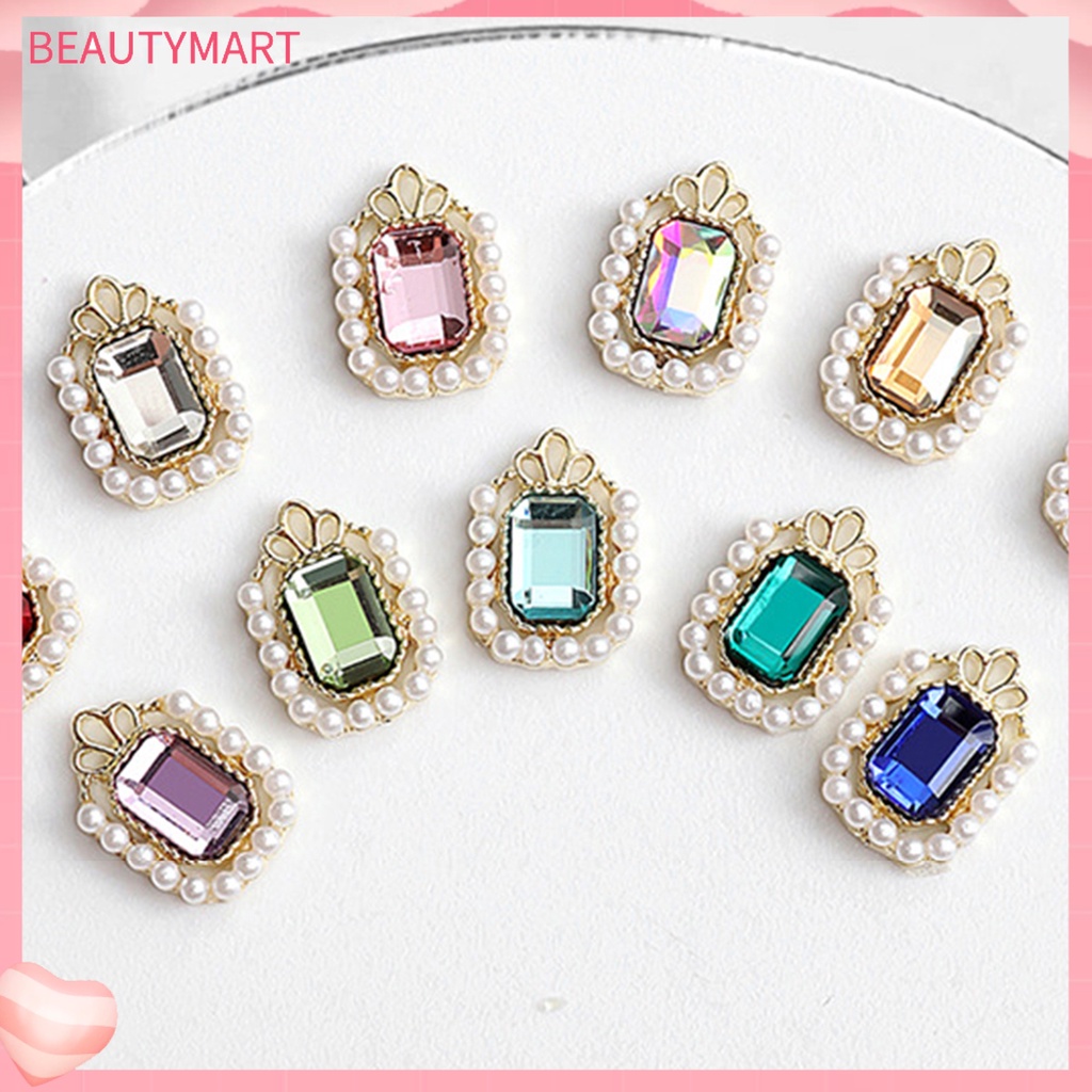 Set 5 Nhẫn Đính Ngọc Trai Giả Hình Bát Giác Dùng Trang Trí Móng Tay DIY