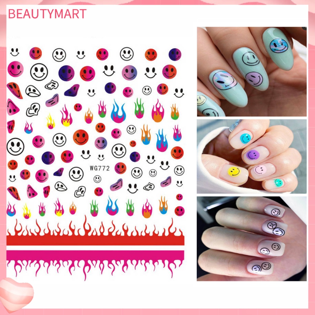 Nhãn Dán Trang Trí Móng Tay Hình Ngọn Lửa DIY 6 Màu Siêu Mỏng