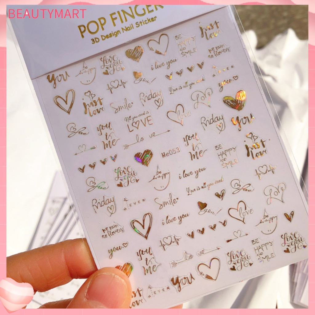 Miếng Dán Móng Tay Hiệu Ứng 3D Không Phai Màu Tạo Hiệu Ứng Tuyệt Vời Lãng Mạn