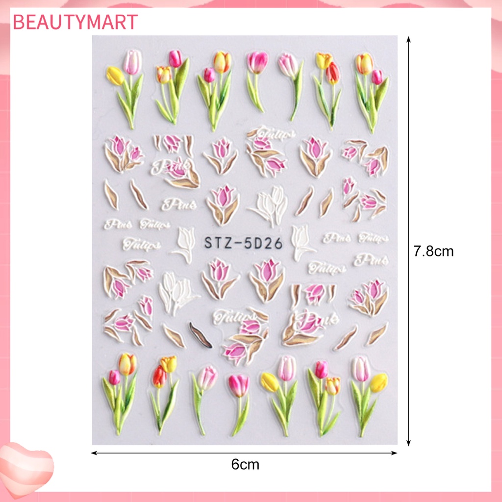 Miếng Dán Trang Trí Móng Tay Tạo Hiệu Ứng 5D Hình Hoa Tulip