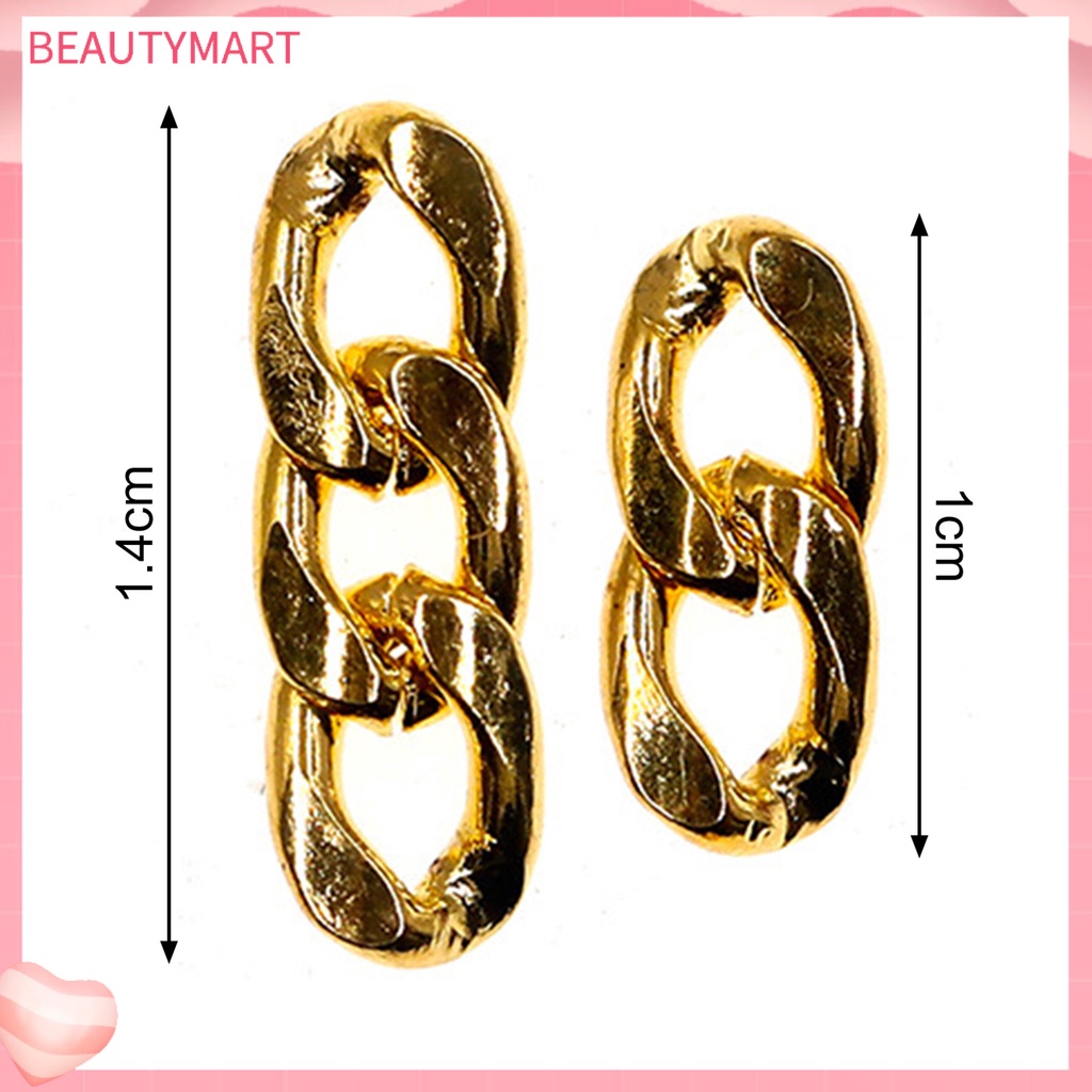 Set 10 Phụ Kiện Trang Trí Móng Tay 3D Bằng Kim Loại Chống Rỉ Màu Sắc Sống Động