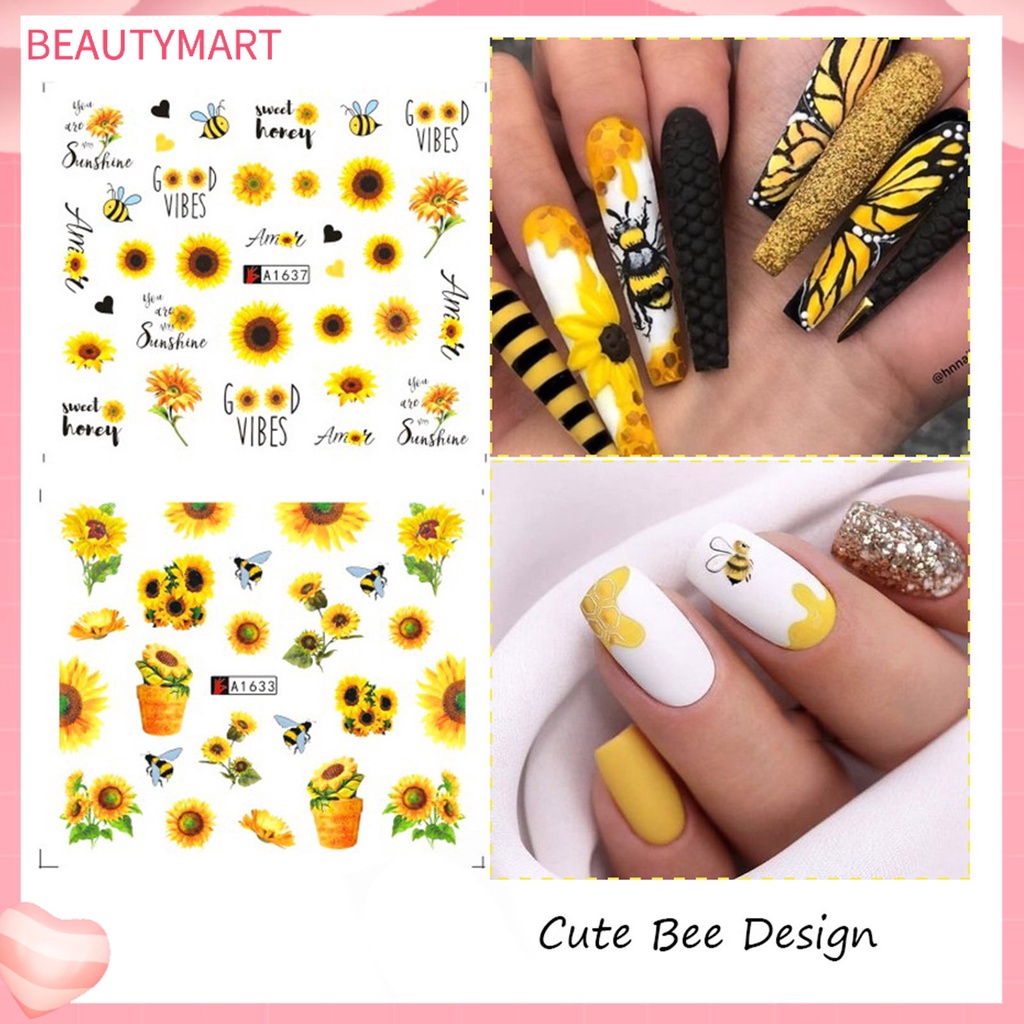 Miếng Dán Trang Trí Móng Tay Tự Dính Hình Hoa Hướng Dương Tinh Tế