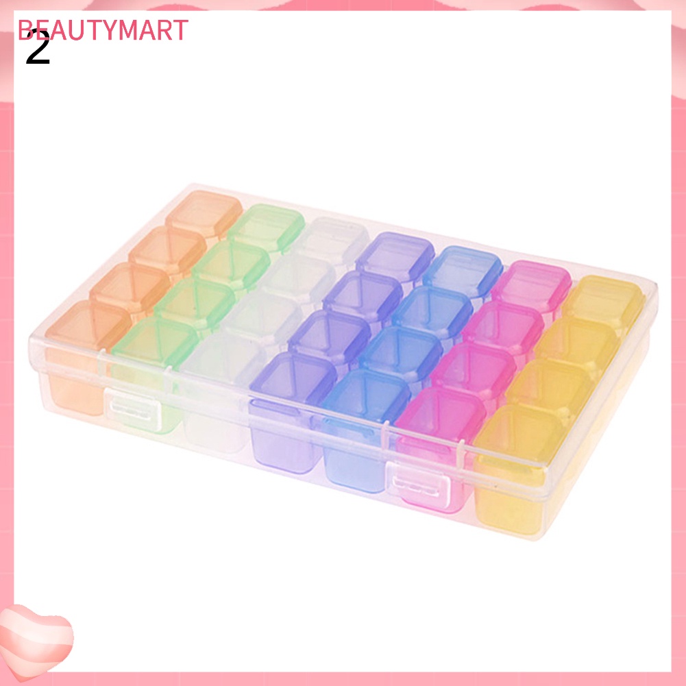 Hộp Đựng Phụ Kiện Trang Trí Móng Tay 28 Ngăn Trong Suốt Tiện Dụng Ốp