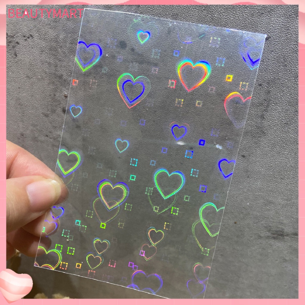 Bộ 3 Miếng Dán Móng Tay Hiệu Ứng Cực Quang Trái Tim DIY