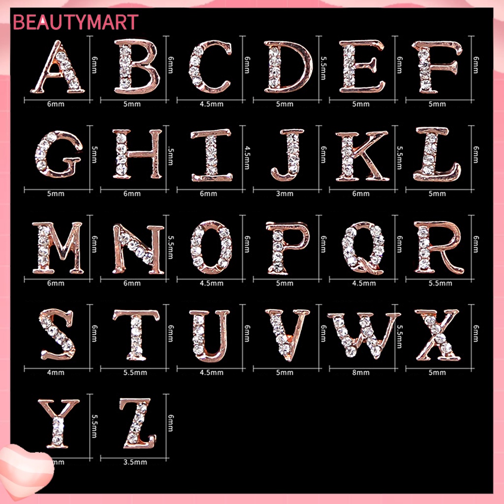 Set 10 Hạt Đá 26 Chữ Cái Ba Chiều Dùng Trang Trí Móng Tay Nghệ Thuật DIY