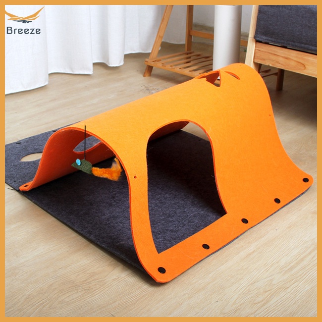 Đường Hầm Đồ Chơi Bằng Vải Nỉ Kèm Mặt Dây Chuyền Bạc Hà Đa Năng Tương Tác Với Mèo Cưng