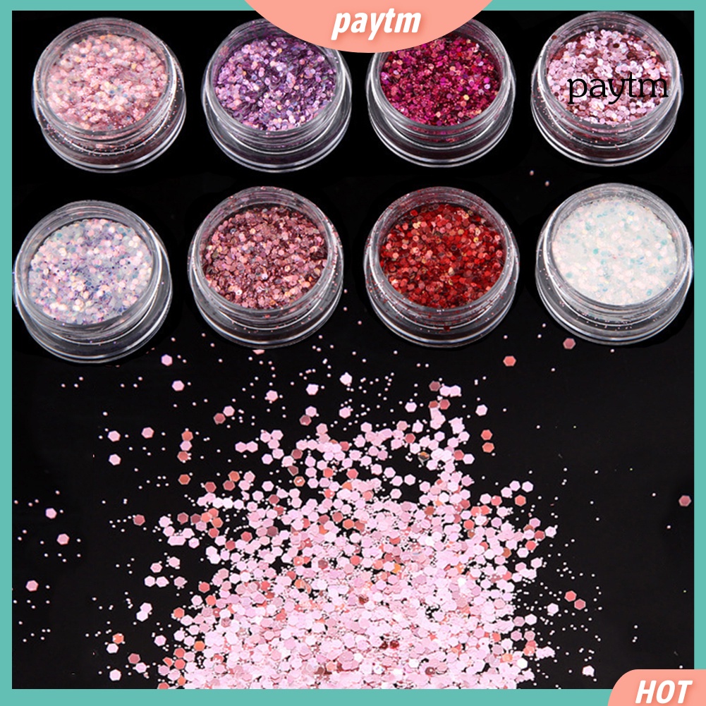 Set 8 Hộp Bột Kim Tuyến Trang Trí Móng Tay Nghệ Thuật DIY