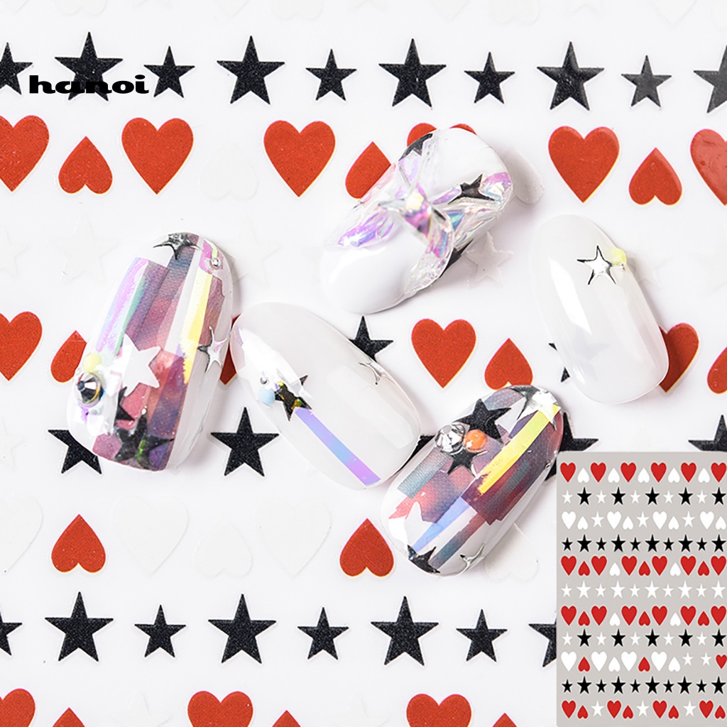 Miếng Dán Trang Trí Móng Tay Tự Dính Lâu Trôi Họa Tiết Trái Tim Xinh Xắn Dành Cho Nữ