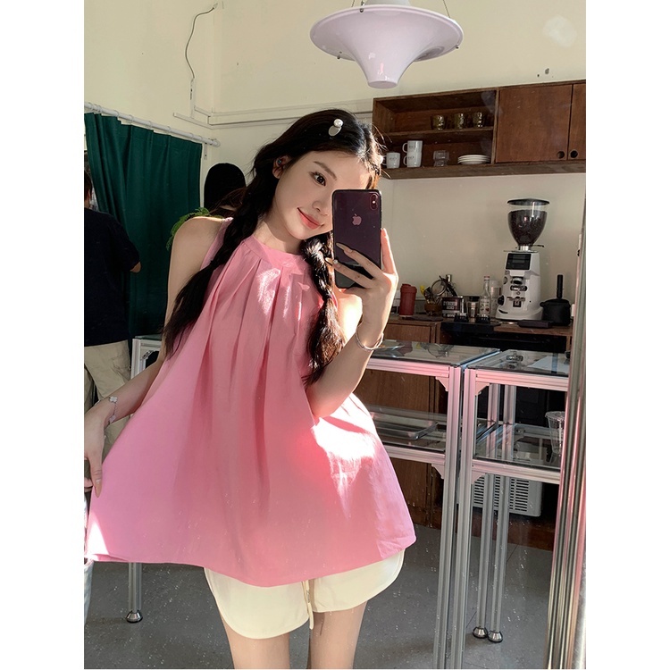 SUXI Áo Sát Nách Dáng Rộng Màu Sắc Đơn Giản Thời Trang Mùa Hè Cho Nữ