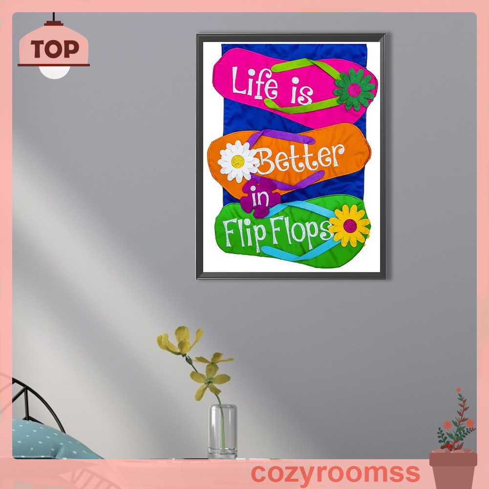 Tranh Đính Đá Kim Cương Toàn Bộ 5D DIY Hình Vẽ Hoa Lật-flops Trang Trí Nhà Cửa