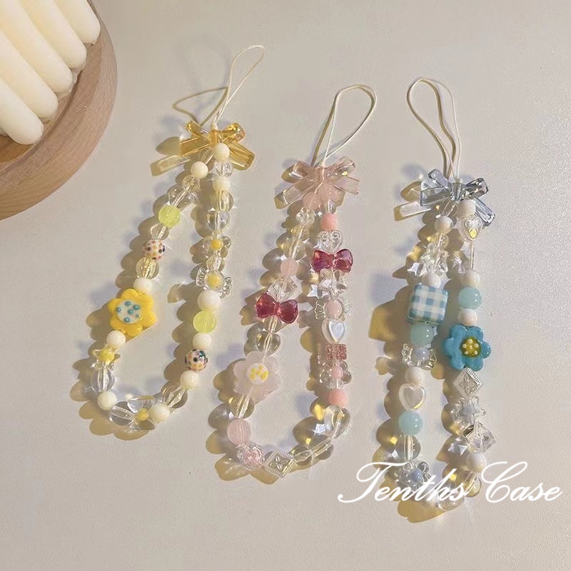 Móc Khóa Ngắn Gắn Điện Thoại Họa Tiết Nơ Hoa Phong Cách Dễ Thương