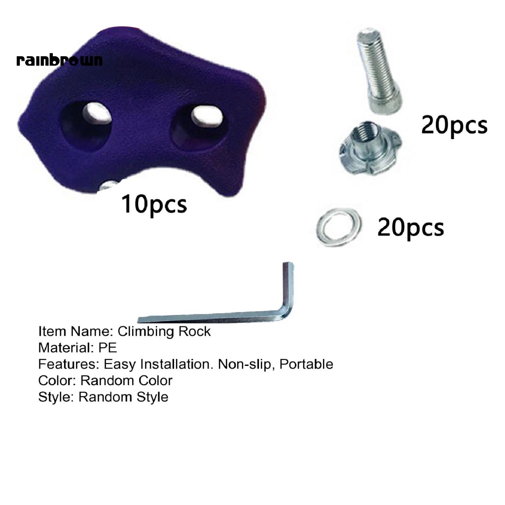 &lt; Rainbrown &gt; Set 10 Cờ Lê Gắn Đồ Chơi Leo Núi Với Phần Cứng Đinh Ốc Lắp Đặt Cho Trẻ Em Trong Nhà Và Ngoài Trời