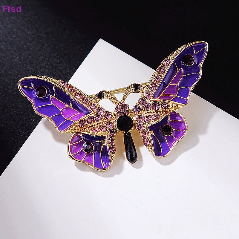 {Ffsd} Trâm Cài Áo Khoác Hóa Trang Hình Bướm Đính Kim Cương Màu Sắc Thời Trang Làm Quà Tặng