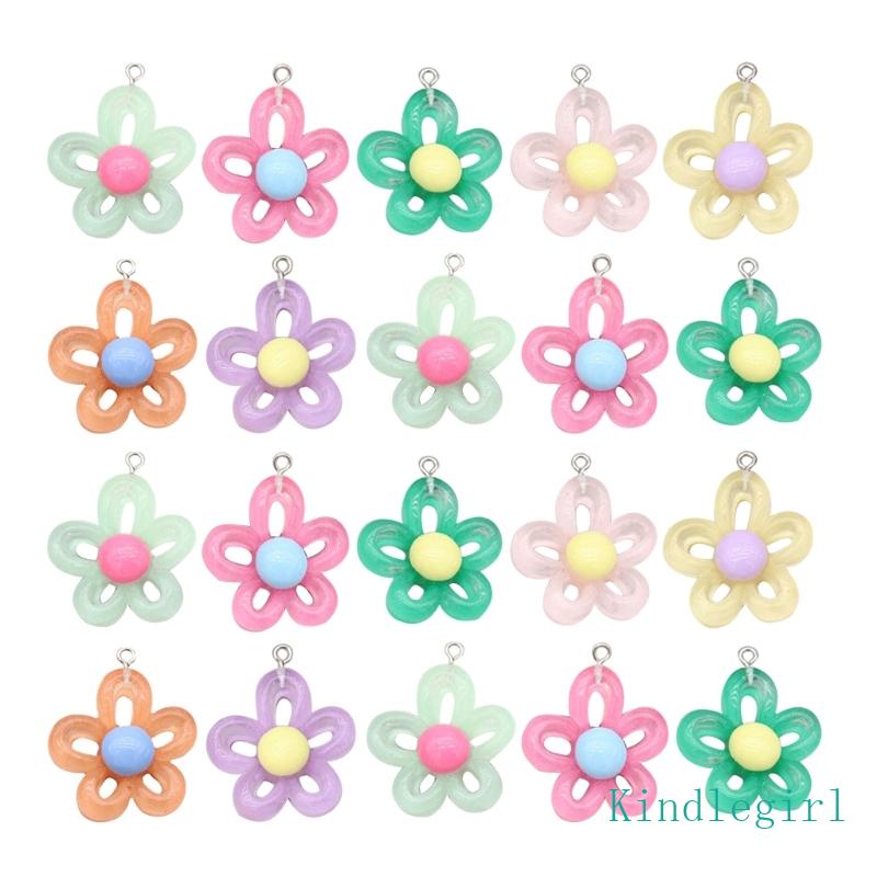 Set 20 Mặt Dây Chuyền Hình Hoa Nhiều Màu Sắc Kích Thước 28x30mm