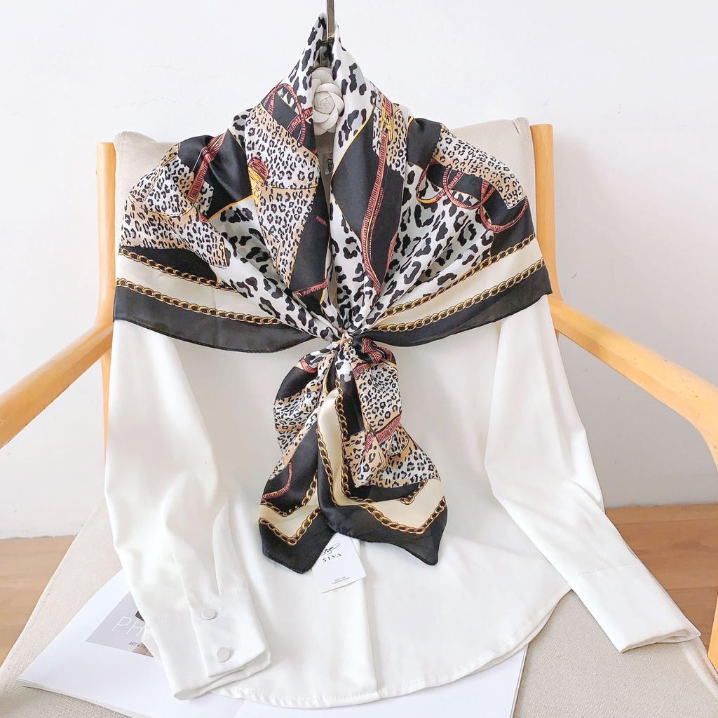 Khăn Quàng Cổ Lụa Mỏng Dáng Vuông Nhỏ 90 * 90cm Phong Cách Âu Mỹ Thời Trang Xuân Hè Cho Nữ