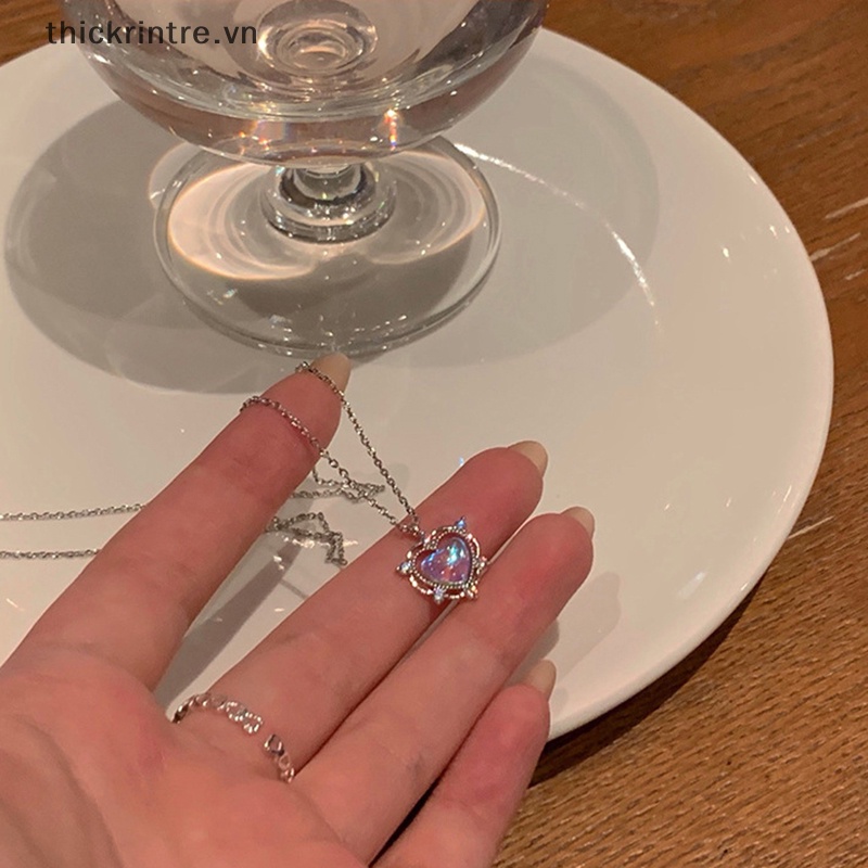 Vòng cổ Mặt Trái Tim Màu Hồng / Trắng Y2K Xinh Xắn Cho Nữ