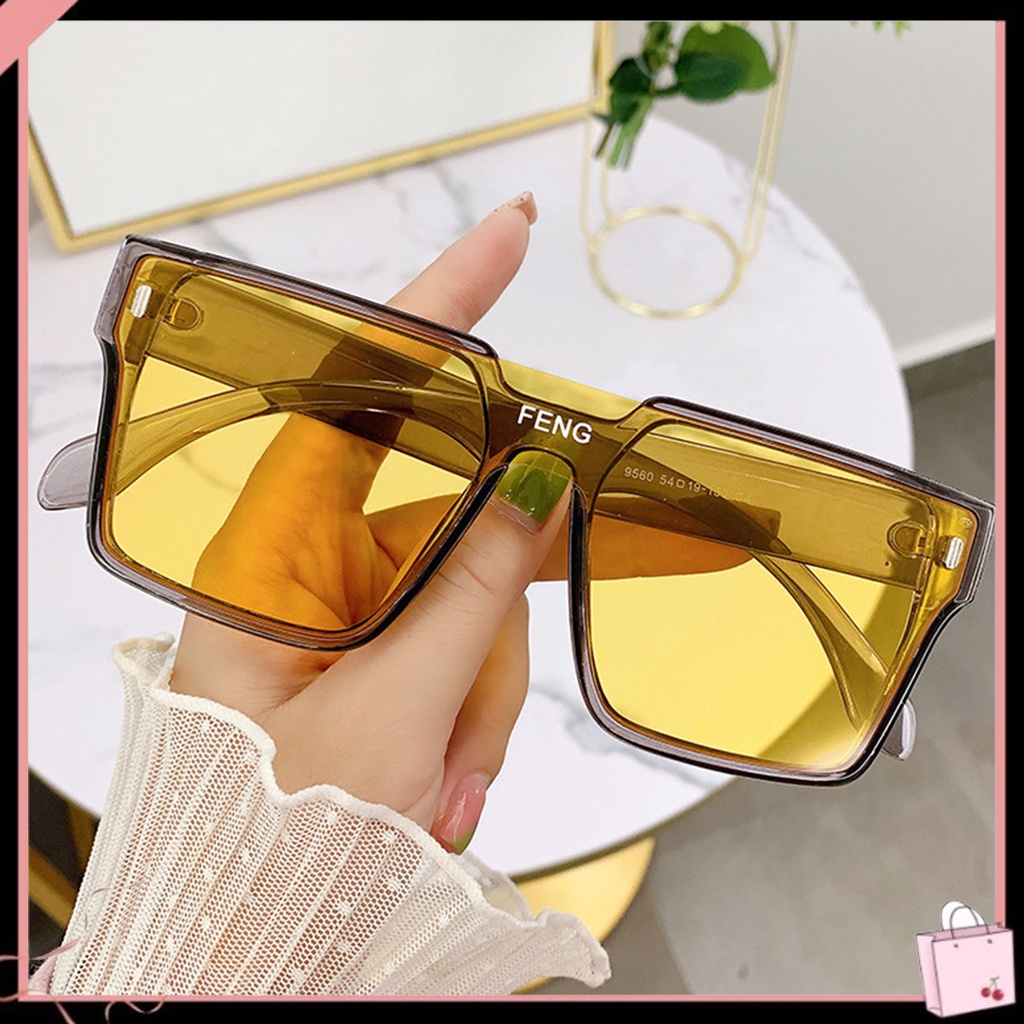 Kính Mát Gọng Vuông Lớn Siêu Nhẹ Chống Tia UV Màu Sắc Tương Phản Phong Cách Cổ Điển Thời Trang Cho Nam Và Nữ