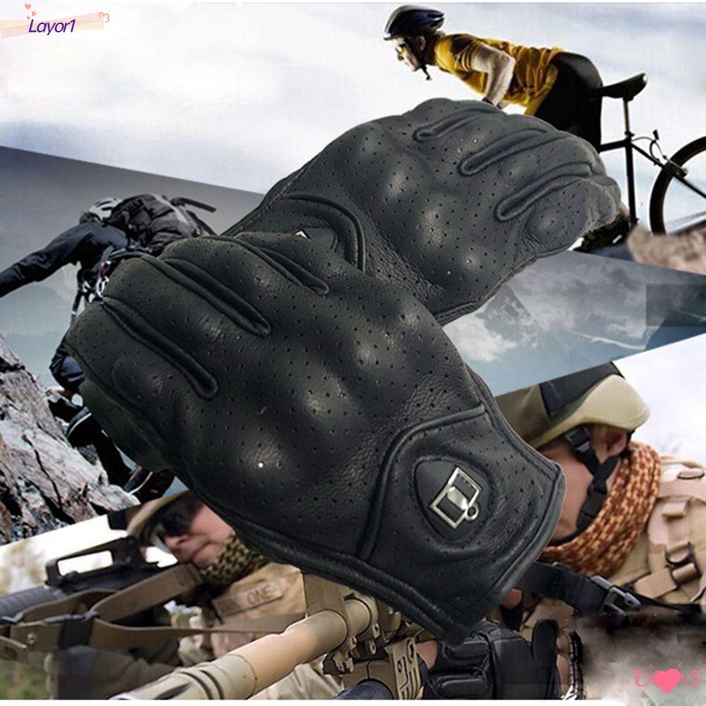 Set 1 2 Găng Tay Lái Xe Máy Bằng Da Đục Lỗ Thoáng Khí Chống Rơi Vỡ