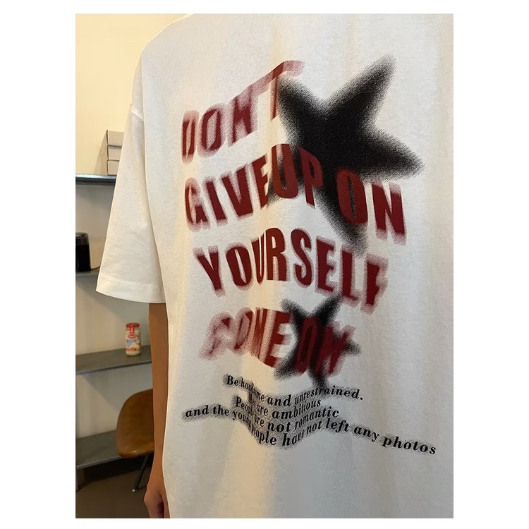 Áo Thun Ngắn Tay Dáng Rộng Thời Trang Âu Mỹ Retro Cá Tính Cho Nam