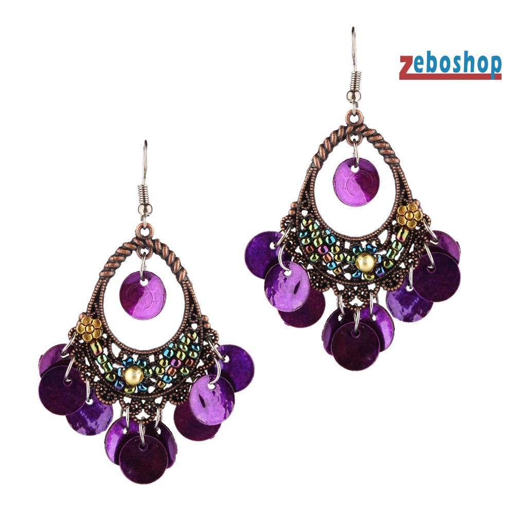 Bông Tai Dáng Dài Hình Đĩa Tròn Phong Cách Bohemian Thời Trang Cho Nữ