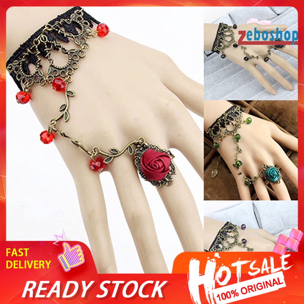 Vòng Tay Phối Ren Hoa Phong Cách Gothic Thời Trang Cho Nữ